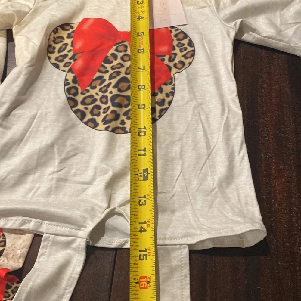 E783 Mickey Mouse leopard 2pc set Girls 2T NWT Boutique